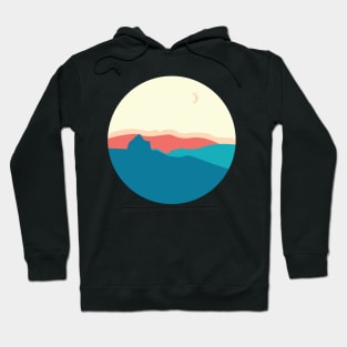 Cute Mountain view illustration with moon Hoodie